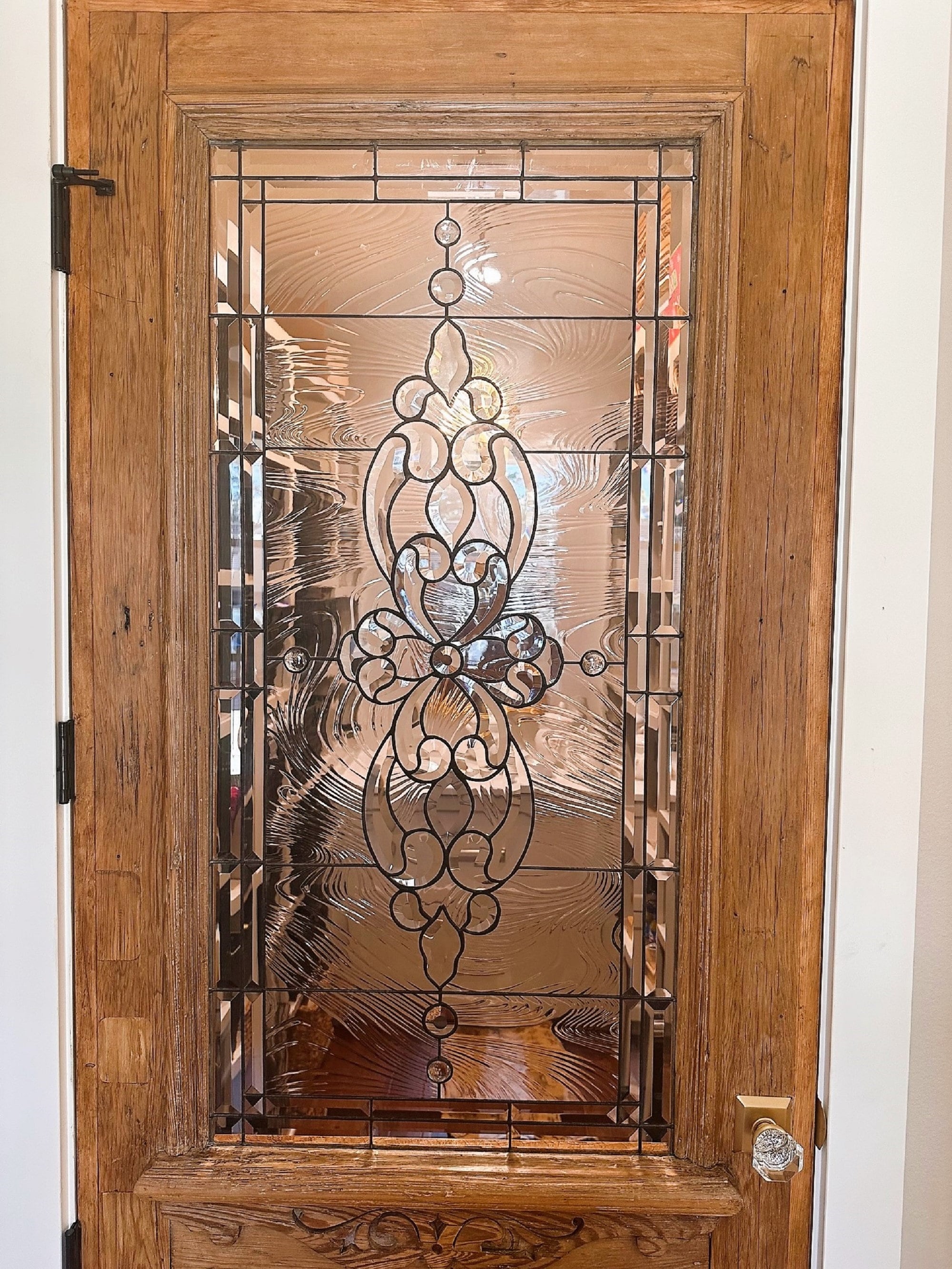Leaded cheap glass door