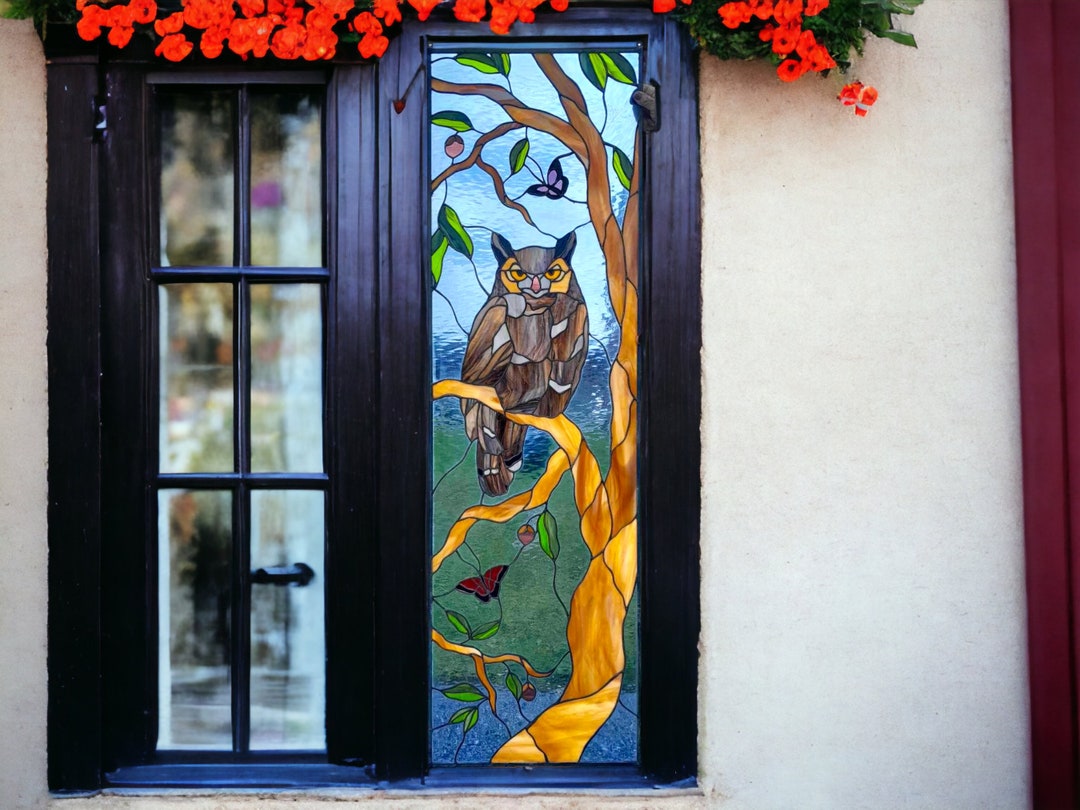 Stained Glass Hanging Panel P-316 Great Horned Owl - Etsy