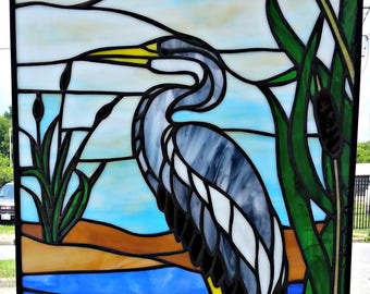 Stained Glass Hanging Panel - P-144 - Heron