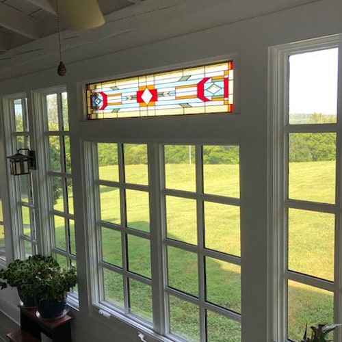 Stained Glass Transom Window TW109 Traditional Craftsman Etsy