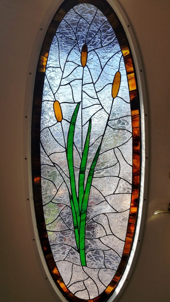 The Sunlit Marsh: Textured Glass Entryway Suite Stained Glass Oval