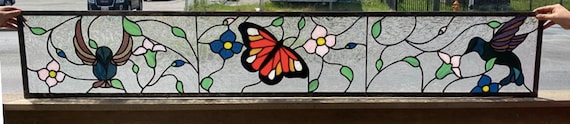 ステンドグラス Stained Glass Transom Window - TW-272 Flying in the Garden - Etsy 日本