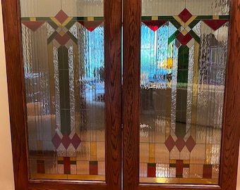 Stained Glass Door Inserts - D-51 Elegant Craftsman