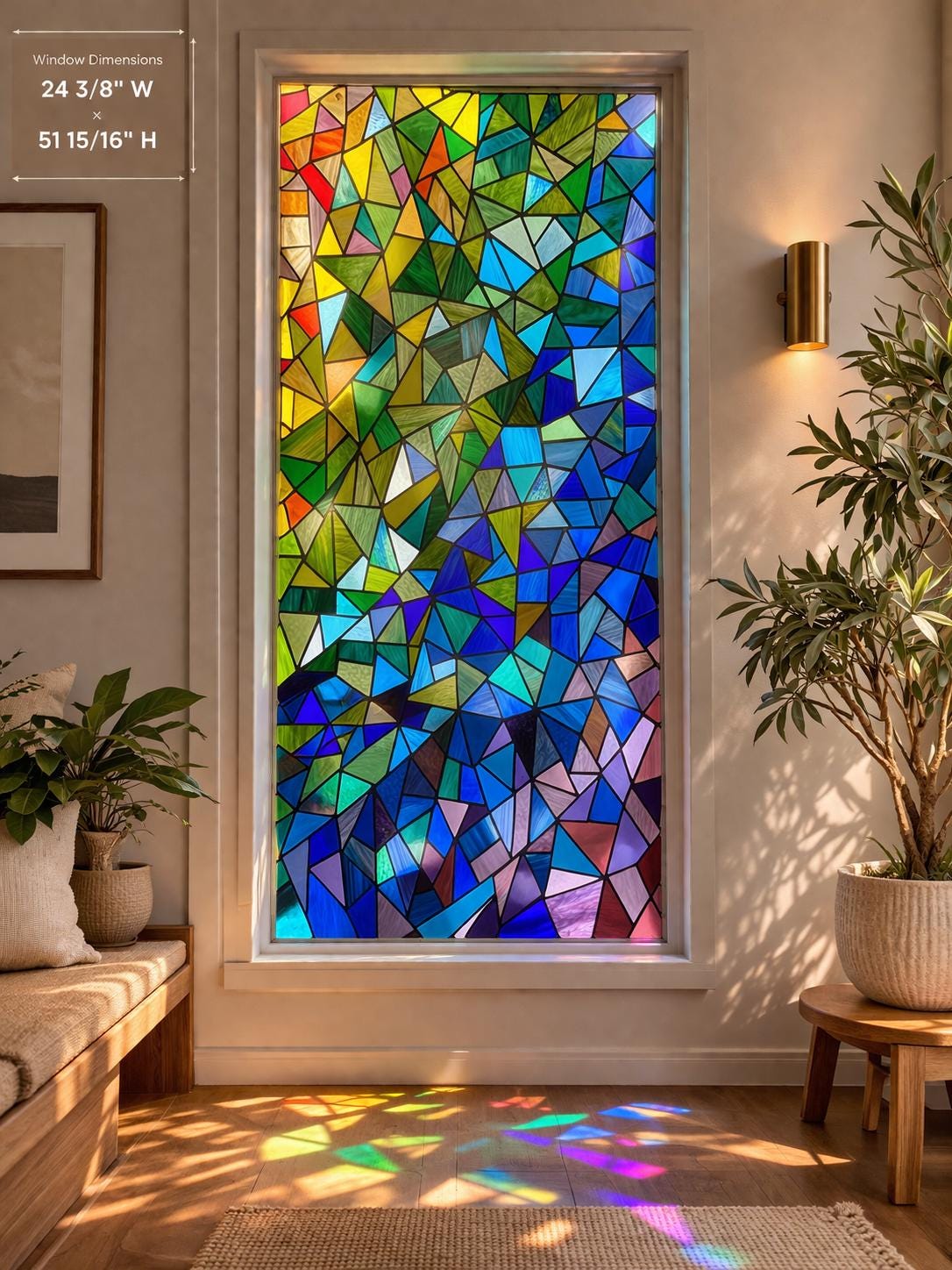 ステンドグラス Mosaic Geometric Sunrise: A Kaleidoscope of Glass Stained Glass