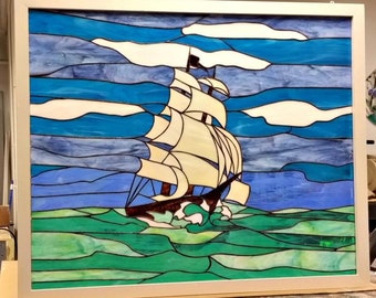 Stained Glass Window - W-79 Sailing The Stormy Sea