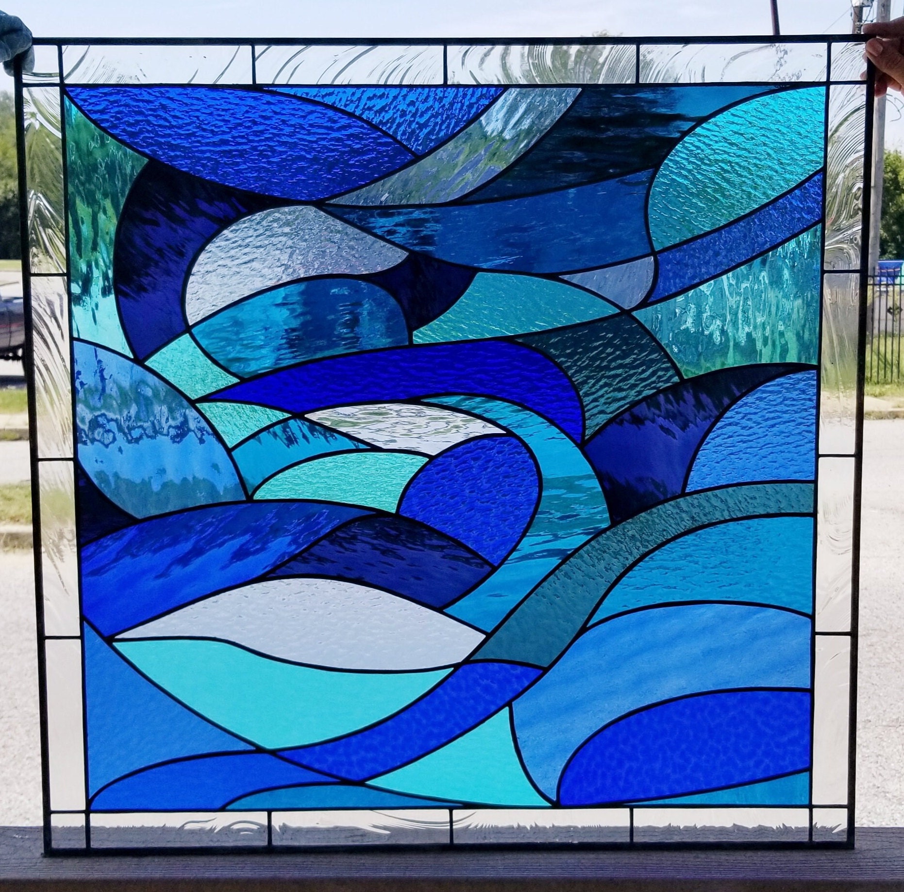 Stained Glass Windows - W-358 Sophisticated Blues 2 - Etsy