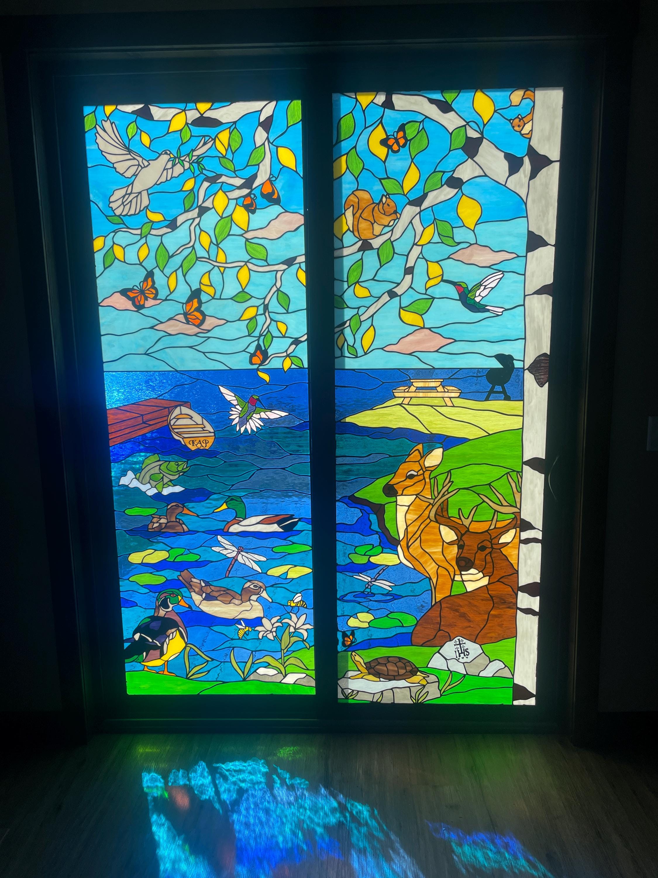 The Lakeside Menagerie: A Two-panel Wildlife Story Stained Glass