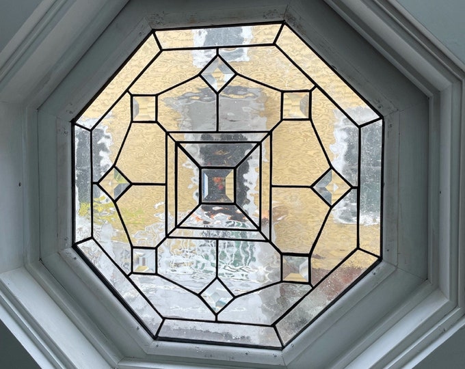 Octagonal Hummingbird Paradise Stained Glass Window Insert Panel Vinyl Framed and Insulated