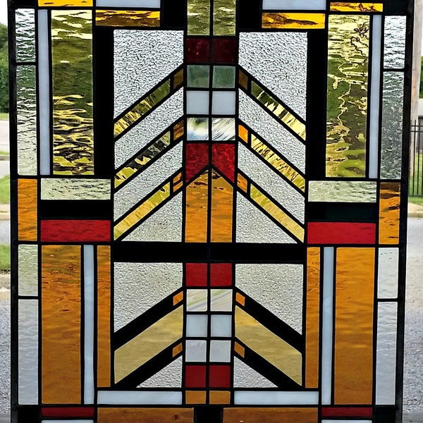 Stained Glass Hanging Panel - P-77 Craftsman Classic