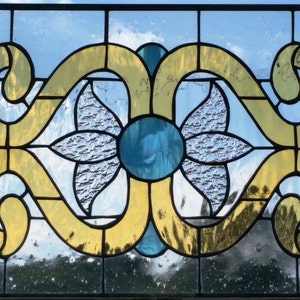 Stained Glass Transom Window - TW-56 &quot;Victorian Flowers II&quot;