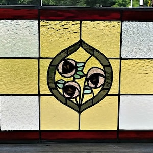 Stained Glass Transom Window - TW-108 Traditional Roses