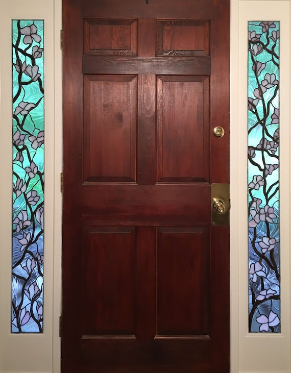 Stained Glass Sidelight S 36 Delicate Magnolias Etsy UK