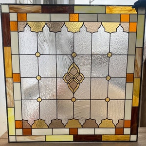 Stained Glass Panel -P-255 - Elegance in Warm Colors.