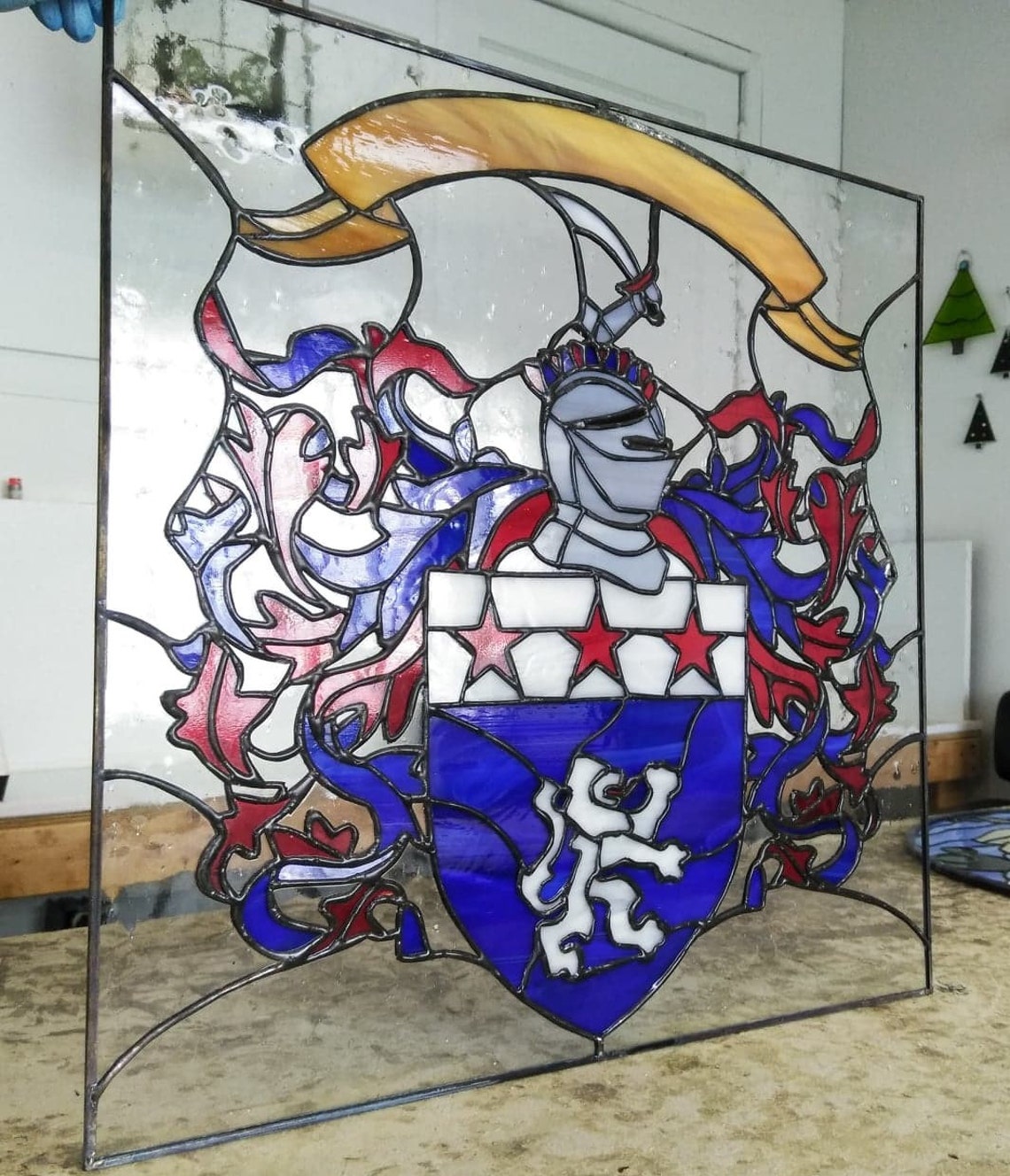 W246 Heraldic Shield Stained Glass Window Etsy