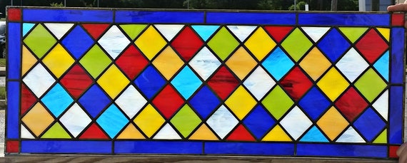 Stained Glass Transom Window - TW-106 Diamond Rainbow - Etsy