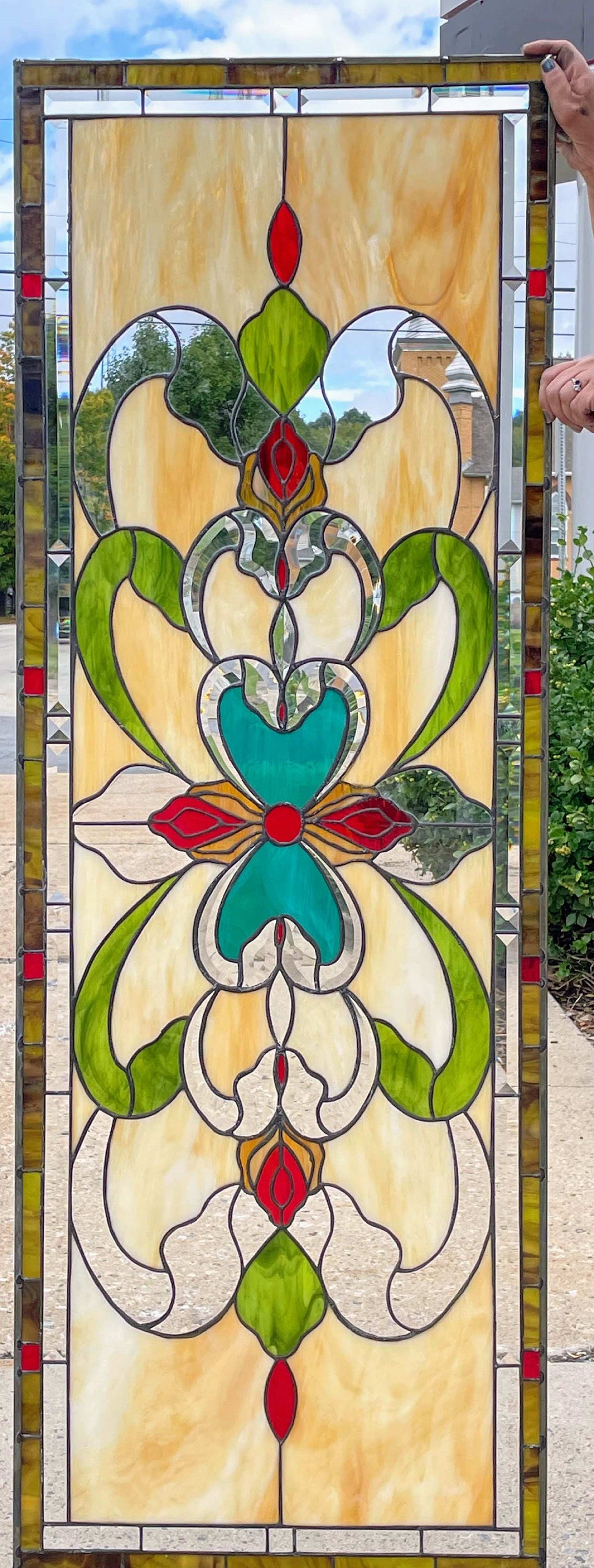 Heritage Bloom: Classic Symmetry in Stained Glass Window Set Victorian ...