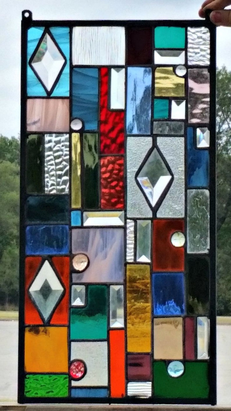 6 Stained Glass Panel Colorful Textures and Bevels CG