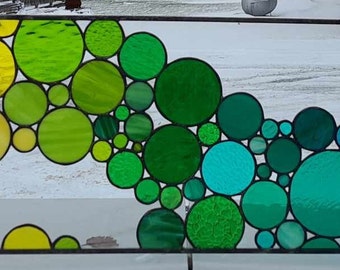 Stained Glass Transom Window Rainbow Bubbles TW-353