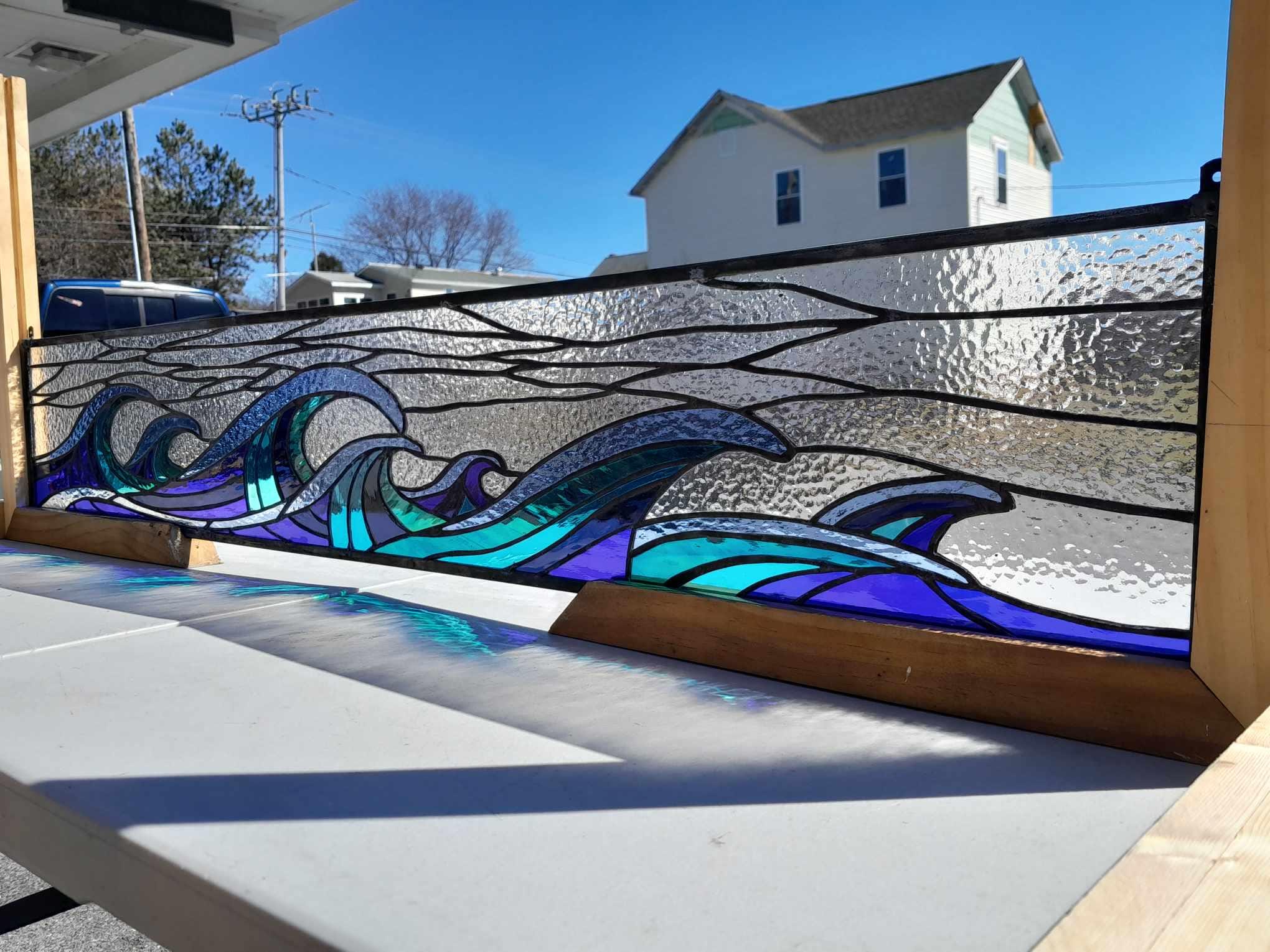Stained Glass Window - W-114 Japanese Waves Design - Etsy