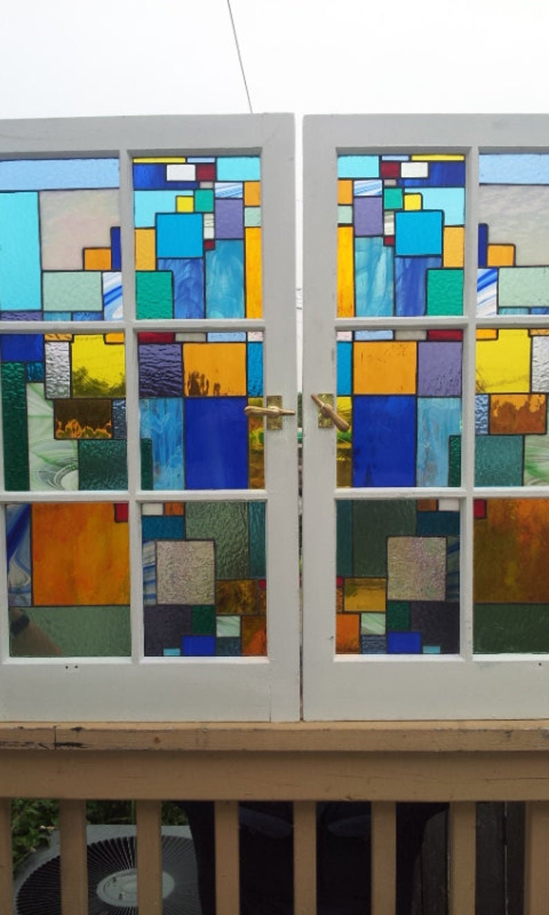 Stained Glass Window W-34 Cubism in Motion - Etsy