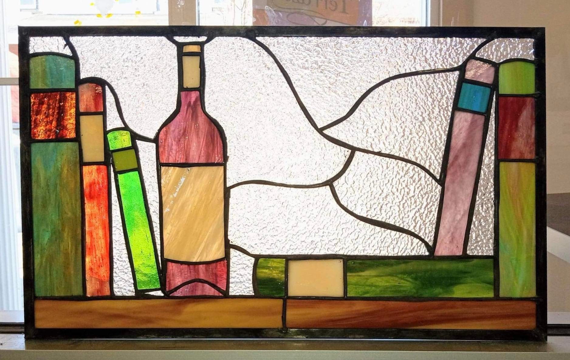 Wine and Books - Stained Glass Window Panel X-2 - Etsy 日本