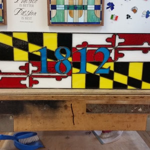 Stained Glass Address Marker - AM-143- Maryland Flag