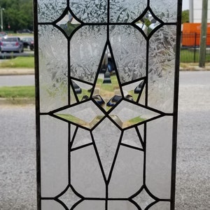 North Star Hand-Crafted Beveled Stained Glass Door Insert Door Window D-5