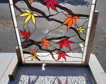 Stained Glass Window Autumn Red Japanese Maple Tree W-546 - Etsy