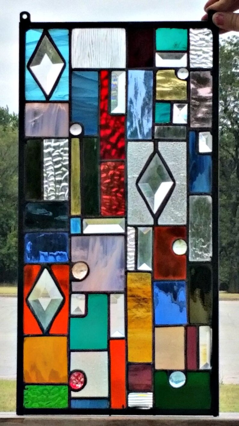 6 Stained Glass Panel Colorful Textures and Bevels CG