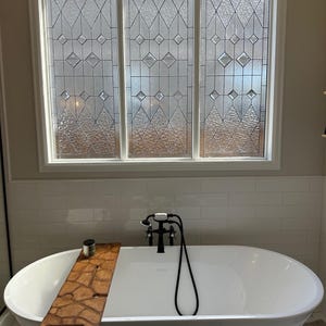 Geometric Grandeur: The Artisan Diamond Glass Insert Stained Glass Window W-225