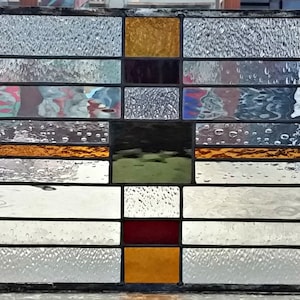 Stained Glass Transom Window - TW- 136 Craftsman in Earth-tones