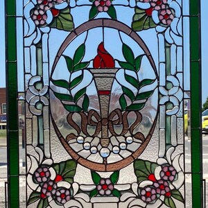 Stained Glass Panel P-306 Laurel Wreath and Olympic Torch - Etsy