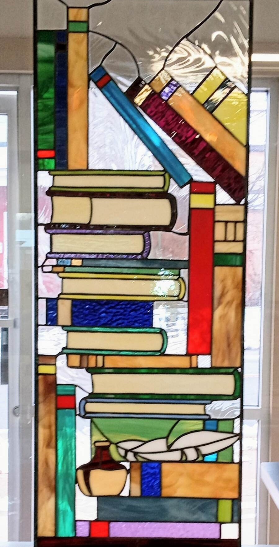 The Whimsical Reading Nook: "stacked Books" Stained Glass Windows or ...