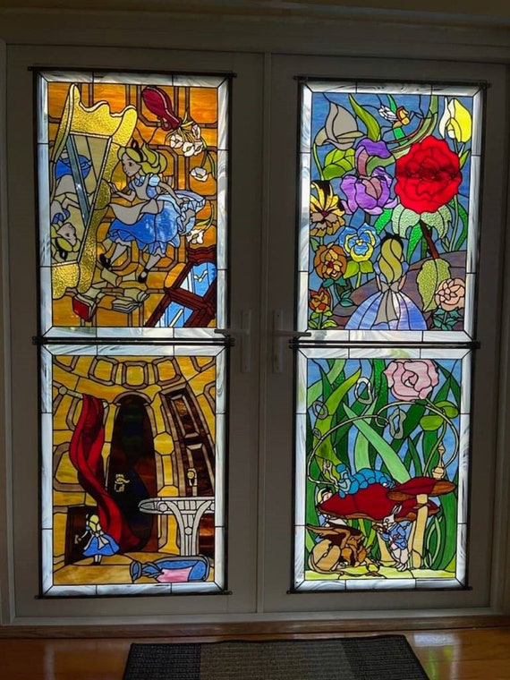 ステンドグラス　Alice in wonderland パネル ステンドグラス Alice in wonderland パネル Stained Glass Hanging