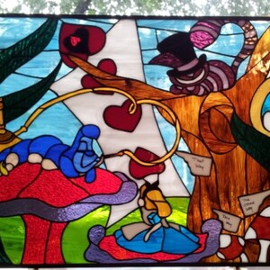 Stained Glass Hanging Panel P-38 Alice in Wonderland image 2