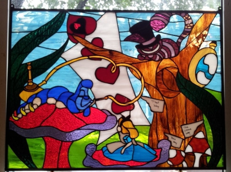 Stained Glass Hanging Panel P-38 Alice in Wonderland image 2