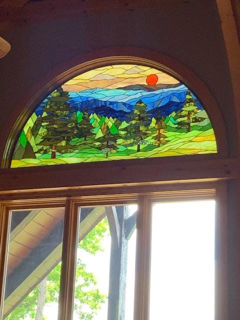 Stained Glass Arched Window Blue Ridge Mountains W-542 - Etsy