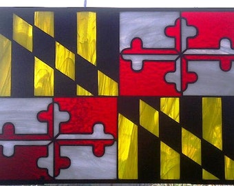 Stained Glass Panel - CG-10 Sun Catcher / Maryland Flag