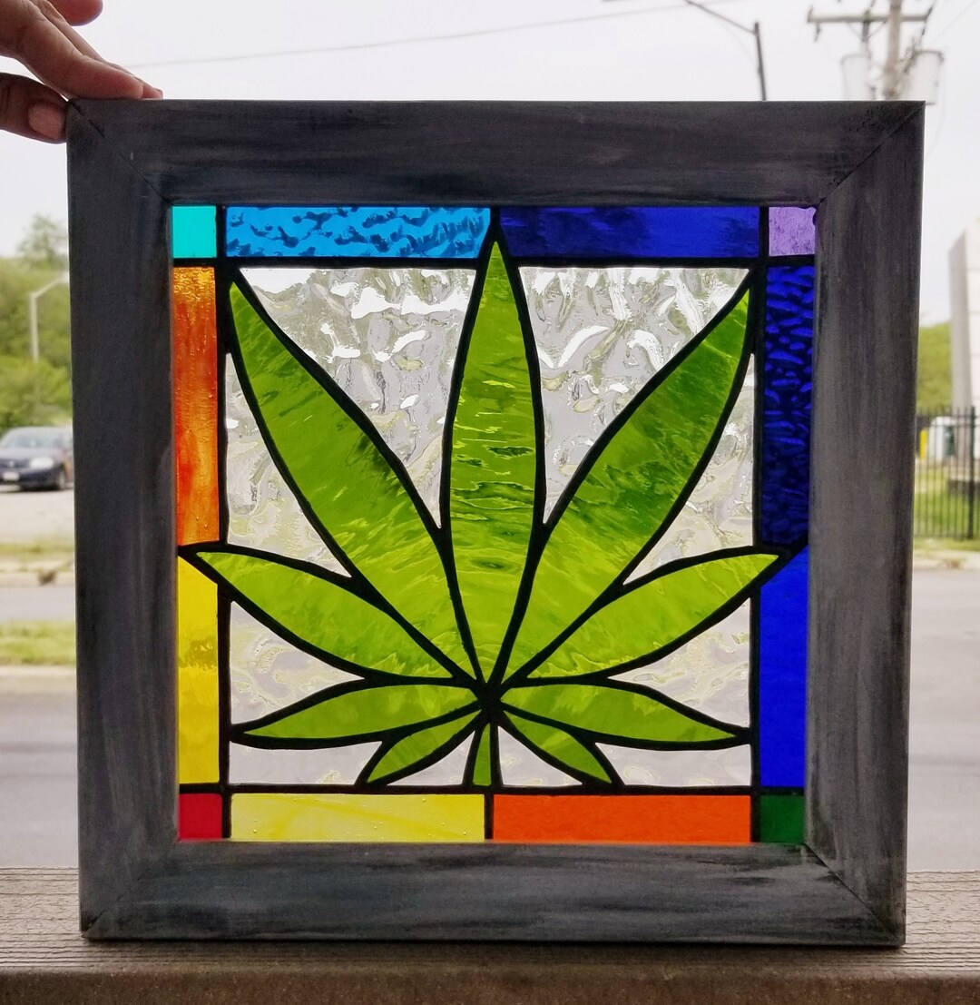 Stained Glass Window RB110 Weed Leaf Etsy