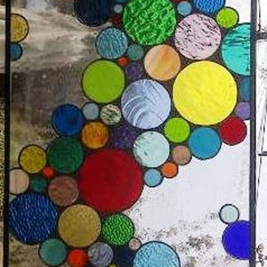 Stained Glass Window W-10 Flowing Wave of Colorful Bubbles image 7