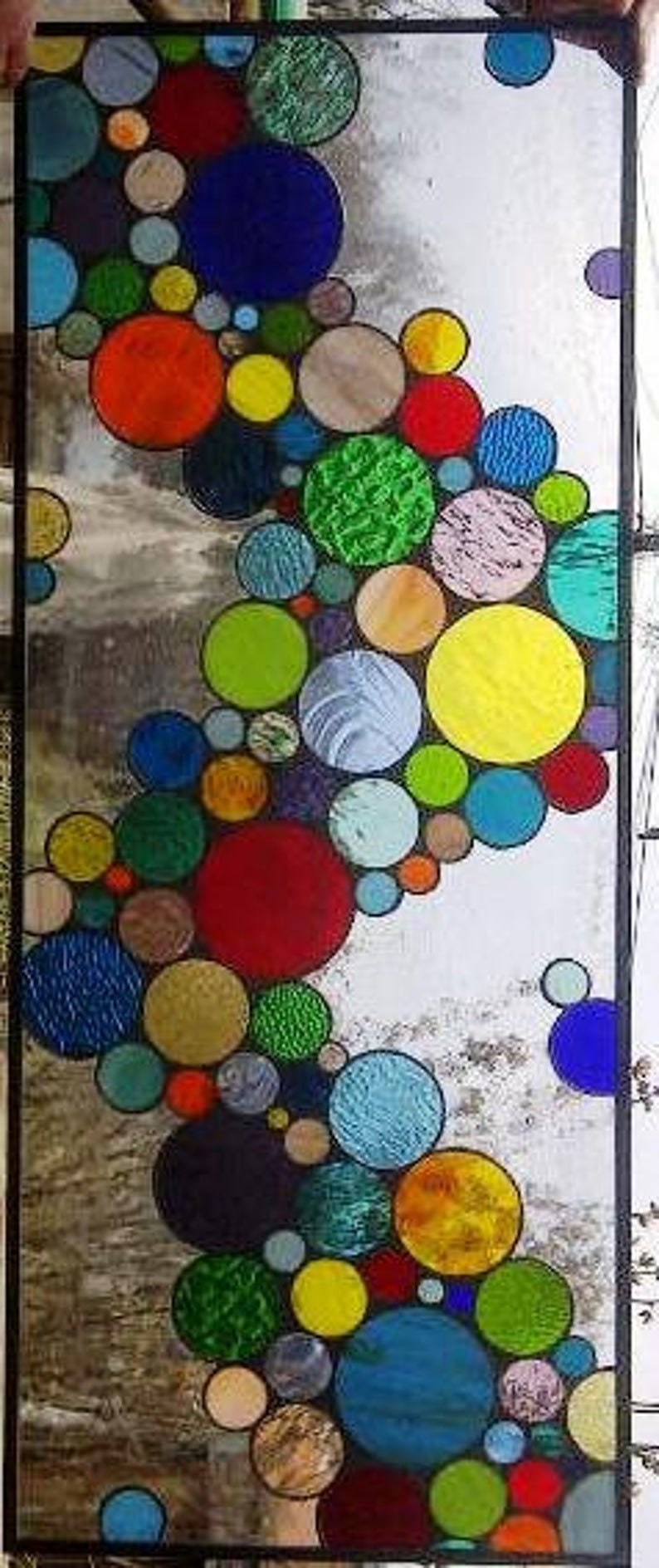 Stained Glass Window W-10 Flowing Wave of Colorful Bubbles image 7