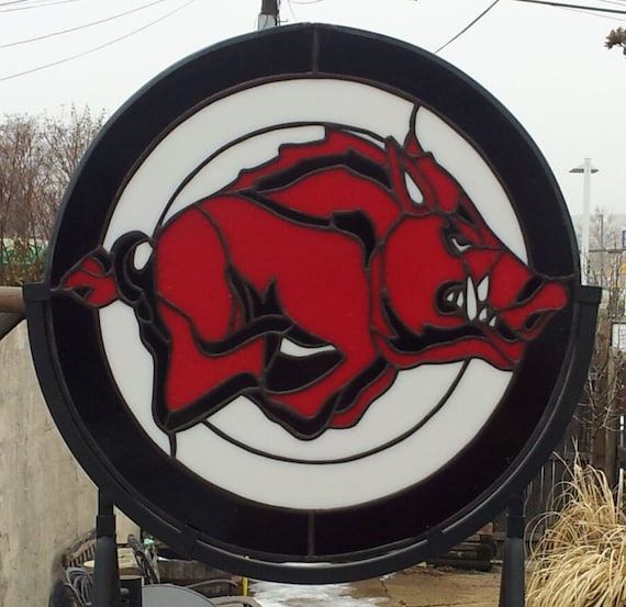Stained Glass Panel CG-13 Arkansas Razorbacks Logo - Etsy
