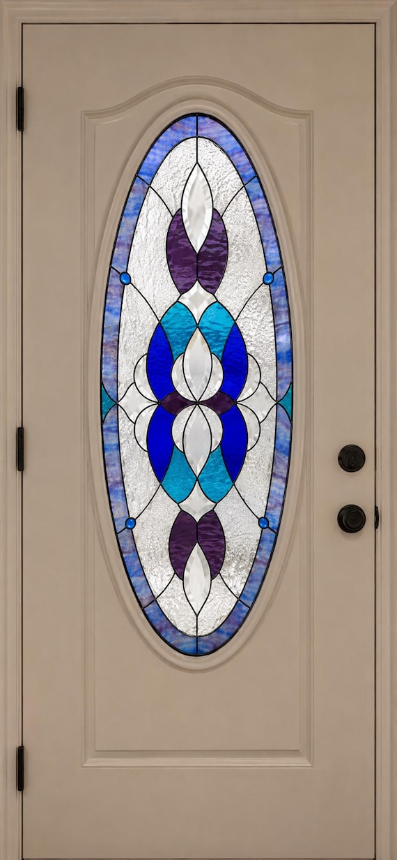 Ｆ　ステンドグラス Celestial Bloom: A Symphony of Indigo and Amethyst Stained Glass