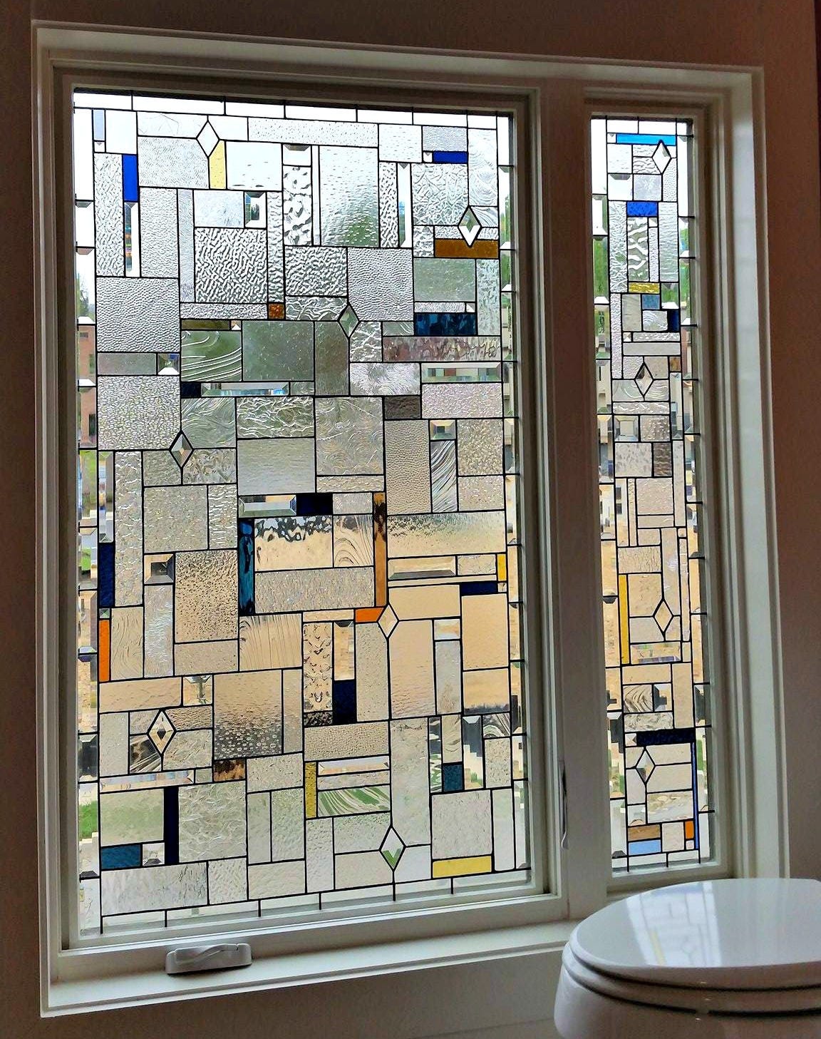 Stained Glass Window - W-234 Privacy in Clear - Etsy