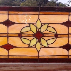 Stained Glass Transom Window - TW-46 - Victorian Ribbons & Flowers - Etsy