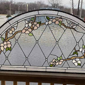 Stained Glass Arch Window - W-384 Dogwood Branches 2