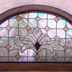 Stained Glass Transom Window TW-26 Iridescent Champagne Diamonds image 4