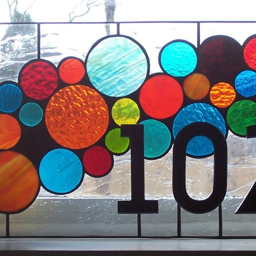 AM49 Stained Glass Transom With Address Marker / Etsy