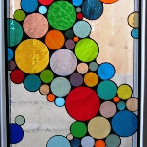 Stained Glass Window W-10 Flowing Wave of Colorful Bubbles image 9