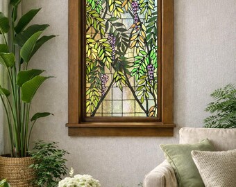 ヴィンテージ風 スクリーン（屏風） Blythe撮影用ディスプレイ ガーデン雑貨 Stained Glass Window - W-171 Wisteria Creeper - Etsy